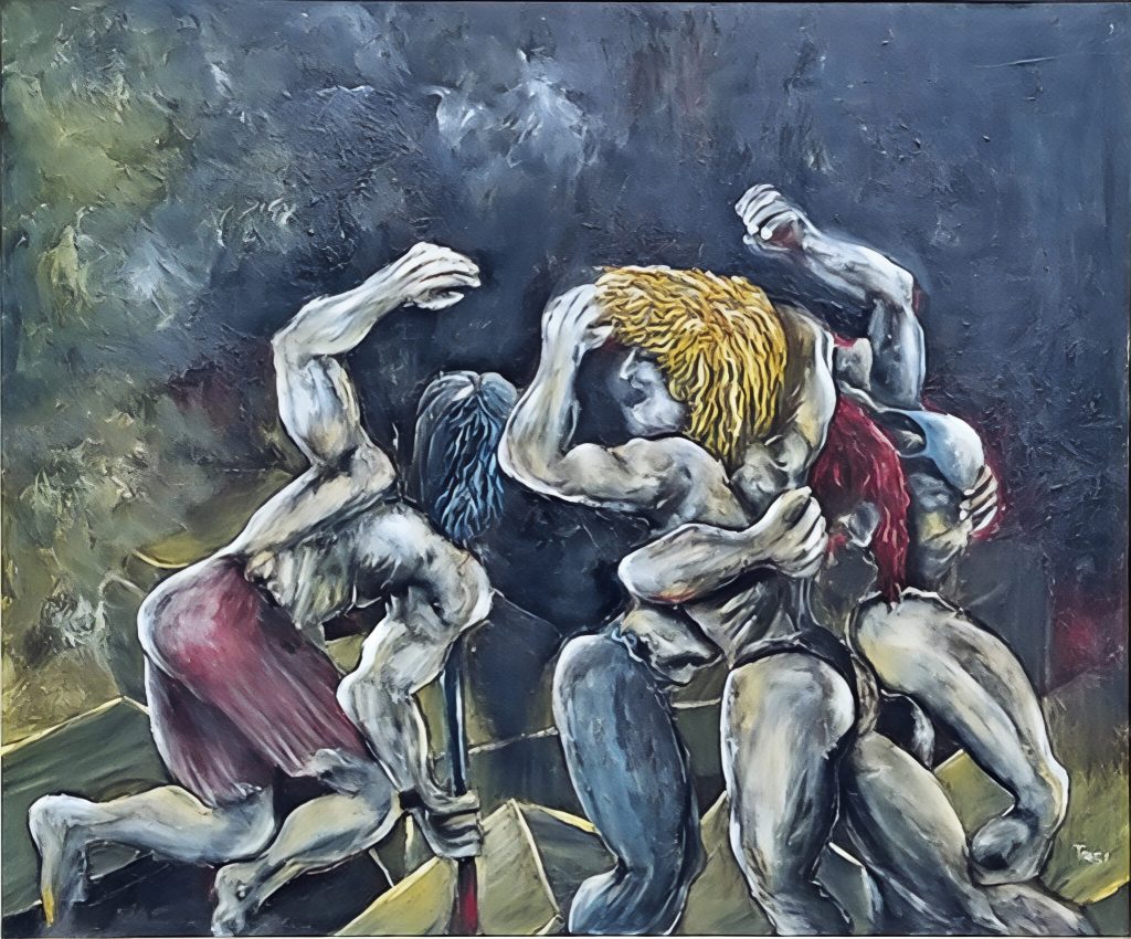 LOTTA OLIO SU TELA 90X90 1989/90